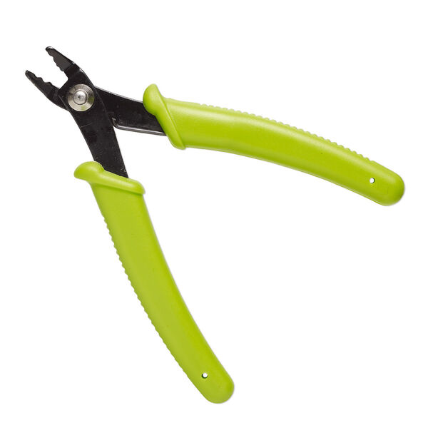 Pliers, crimp, steel and plastic, black and green, 5-1/4 inches. Sold individually. image number 0
