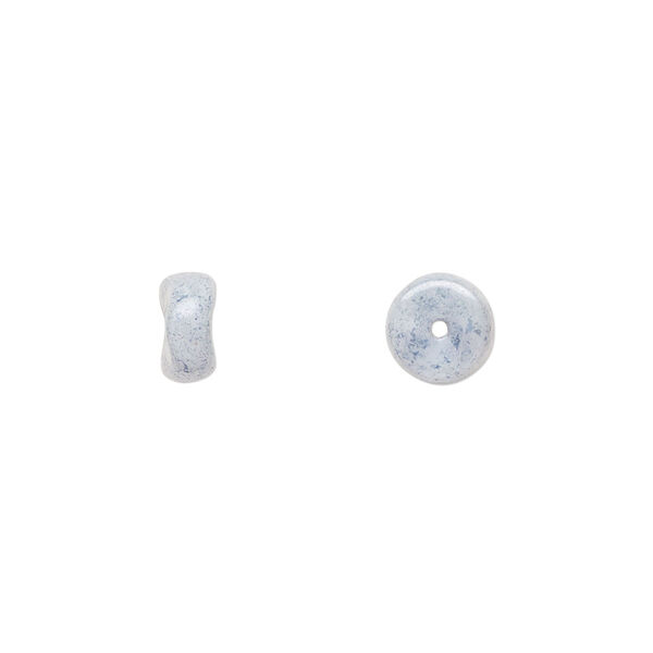 Bead, Czech pressed glass, light blue granite, 7x3mm rondelle. Sold per 15" to 16" strand. image number 0