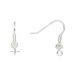 Ear wire fishhook 1pkg2 sterling silver, 21mm / 4mm filigree ball / 4mm coil / open loop, 20 gauge 1 pair