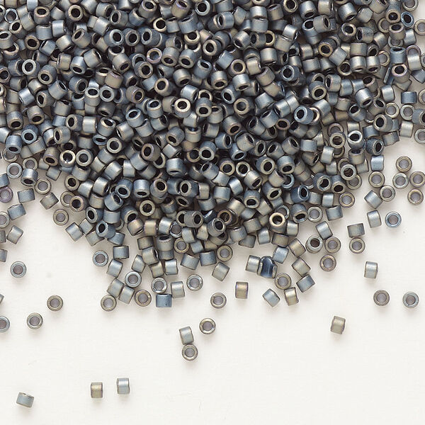 Seed bead, Delica®, glass, pkg/7.5g, #11 round, opaque matte luster black (DB-0307). image number 0