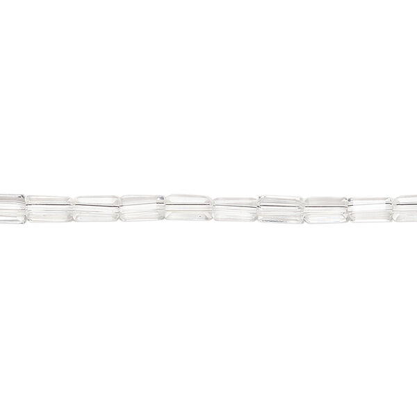 Bead, glass, crystal clear, 5x2.5mm faceted tube. Sold per 15-1/2 to 16-inch strand. image number 0
