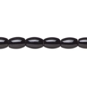 Black onyx 1pkg1, oval bead 15.5-16 inch 8x6mm
