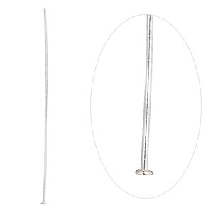 Head pin, sterling silver, 2-1/2 inches, 22 gauge. Sold per pkg of 10.