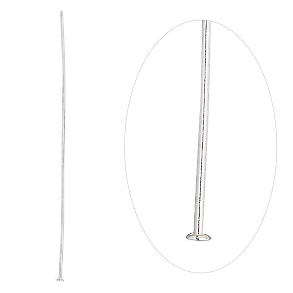 Head pin, sterling silver, 2-1/2 inches, 22 gauge. Sold per pkg of 10. image number 0