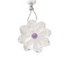 Quartz crystal / amethyst 1pkg1, top-drilled hand-cut 1sided carved flower bead natural, 22mm image number 0