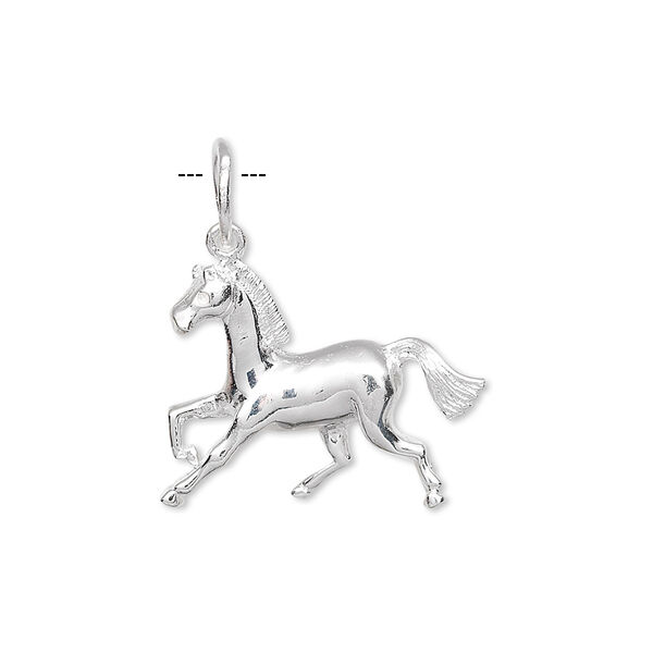 Charm, sterling silver, 21x18mm plain horse. Sold individually. image number 0