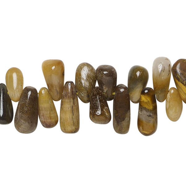 Tigereye 1pkg1, hand-cut top-drilled teardrop bead natural, 12 inch 8x5mm-12x6mm image number 0