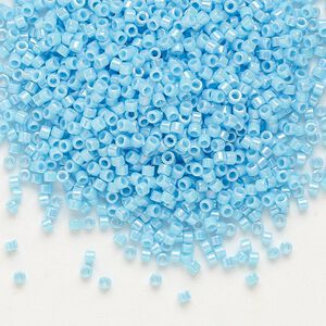 Seed bead, Delica®, glass, pkg/50g, #11 round, opaque rainbow turquoise blue (DB-0164).