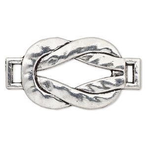 Focal, antique silver-plated "pewter" (zinc-based alloy), 42x22mm single-sided reef knot, 5x1.5mm hole. Sold per pkg of 2.