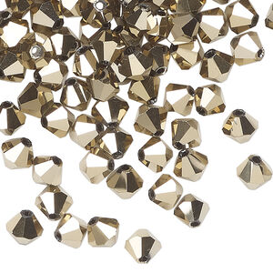 Bead 144pk opaque crystal aurum 2X, Celestial Crystal® 6mm bicone