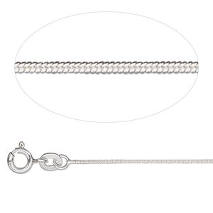 Chain 1pkg1 sterling silver snake, 0.8mm / springring clasp, Gossamer™ 18 inch