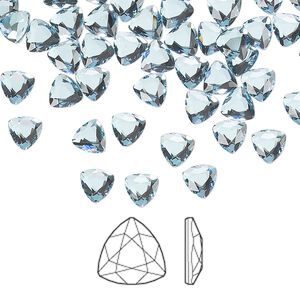 Flat back 12pk aquamarine foil back, Crystal Passions® 5mm trilliant 2472