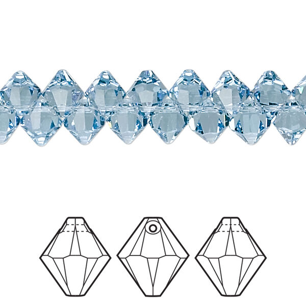 Drop 144pk aquamarine, Crystal Passions® 6mm pendant bicone 6328 image number 0
