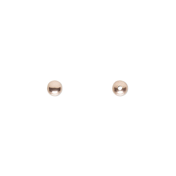 Bead, 14Kt rose gold-filled, 4mm seamless round. Sold per pkg of 10. image number 0