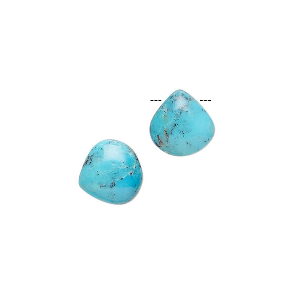 Turquoise 1pkg2, hand-cut top-drilled puffed teardrop bead mix 8-11mm image number 1
