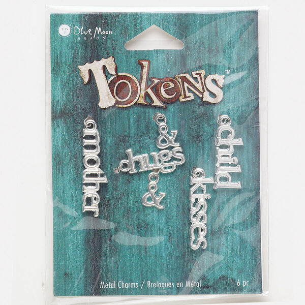 Drop, silver-finished "pewter" (zinc-based alloy), assorted size and shape. Sold per pkg of 6. image number 0