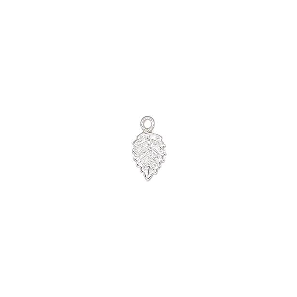 Charm, sterling silver, 7.5x5mm single-sided flat leaf. Sold individually. image number 0