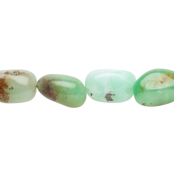 Bead, chrysoprase (natural), small tumbled nugget, Mohs hardness 6-1/2 to 7. Sold per 8-inch strand, approximately 10 beads. image number 0