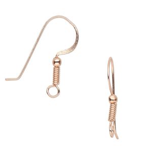 Ear wire fishhook 1pkg50 copper-plated, 23mm flat / 2-3mm ball / open loop, 21 gauge copper 25 pair