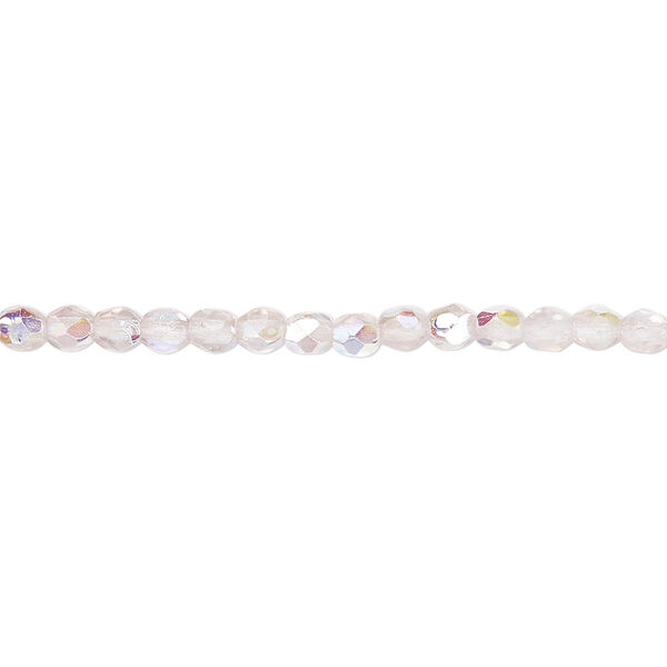 Bead, Czech fire-polished glass, two-tone, crystal/lavender AB, 3mm faceted round. Sold per 15-1/2" to 16" strand. image number 0