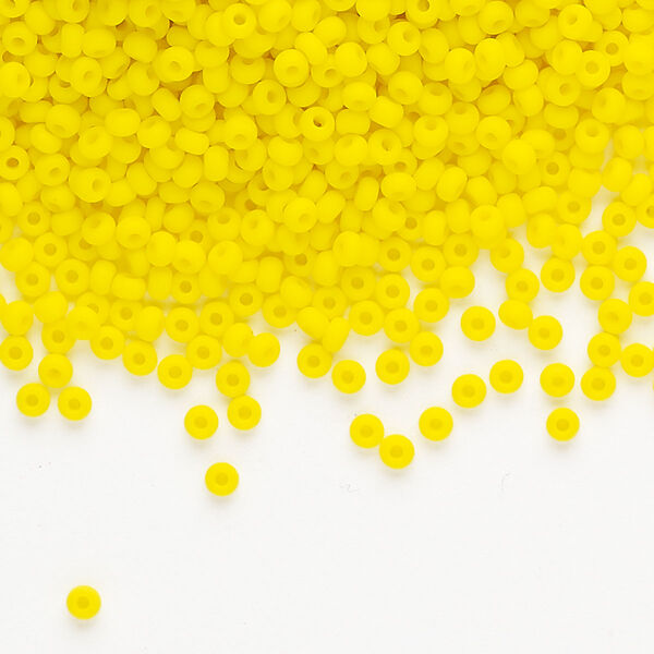 Seed bead, Preciosa Ornela, Czech glass, pkg/50g, opaque matte yellow, #10 rocaille. image number 0