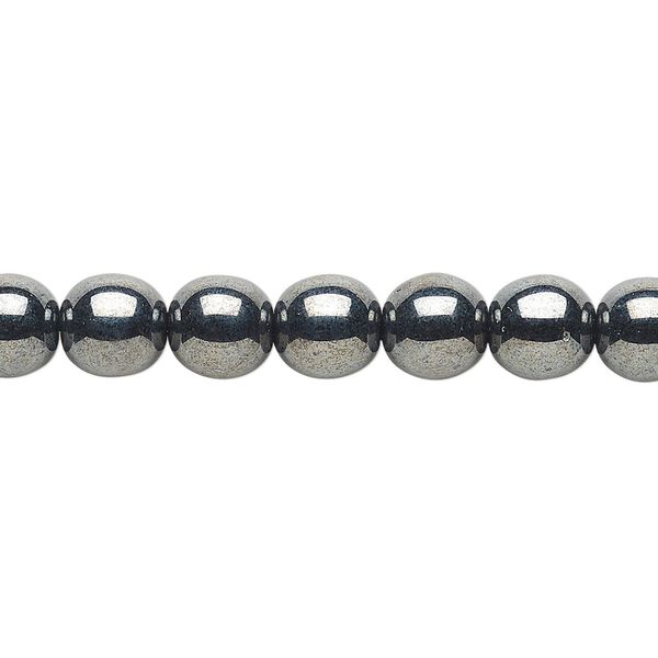 Bead, Czech glass druk, opaque hematite, 8mm round. Sold per 15-1/2" to 16" strand. image number 0