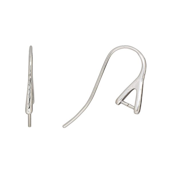 Ear wire fishhook 1pkg2 sterling silver, 15mm / hammered / 4mm grip length setting, 20 gauge antiqued 1 pair image number 0