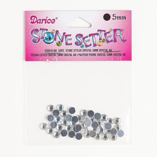 Flat back, acrylic, clear AB, foil back, 4.9-5.1mm faceted round, SS22. Sold per pkg of 50. image number 0