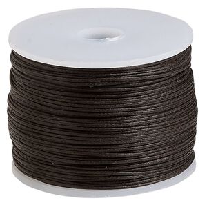 Cord, waxed cotton, brown, 0.5mm. Sold per 100-meter spool.