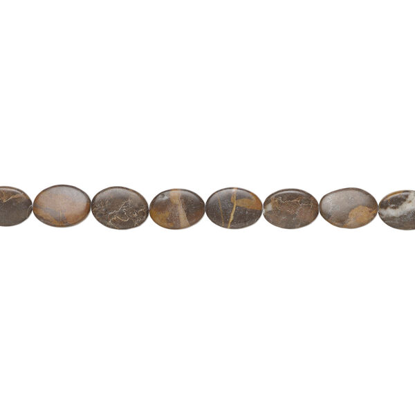 Brown marble 1pkg1, puffed oval bead natural, 15 inch 23x18mm-25x18mm image number 1