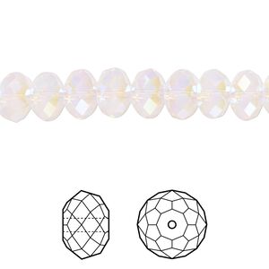 Bead 12pk rose water opal shimmer 2X, Crystal Passions® 8x6mm rondelle 5040