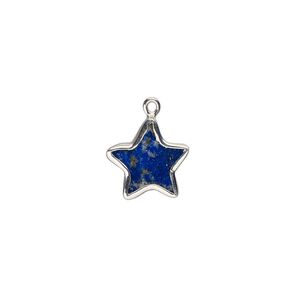 Drop sterling silver lapis lazuli 1pk 12mm hand-cut flat double-sided star, natural