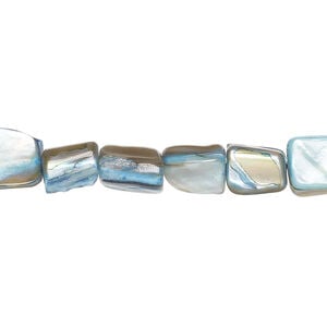 Mother-of-pearl shell 1pkg1, triangle tube bead 15 inch ocean blue 6x6mm-11x10mm