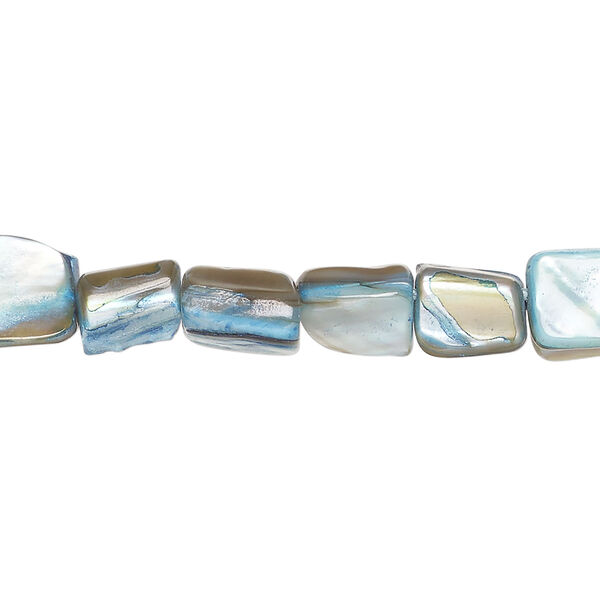 Mother-of-pearl shell 1pkg1, triangle tube bead 15 inch ocean blue 6x6mm-11x10mm image number 0