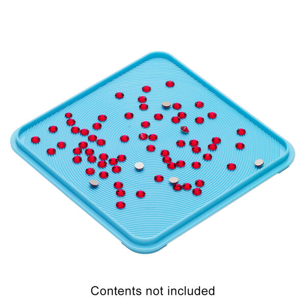 Sorting tray, Flat Back "Flipper Upper," ABS plastic, blue, 4-1/4 x 4-1/4 inch sorting square with circular grooves. Sold individually. image number 1