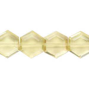 Lemon quartz 1pkg10, hand-cut faceted hexagon bead 13x12mm