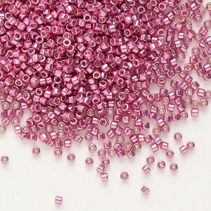 Seed bead, Delica®, glass, pkg/250g, #11 round, Duracoat® opaque galvanized hot pink (DB-1840).