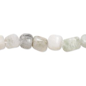Sea green new "jade" / peridot new “jade” / olive new "jade" 1pkg1, pebble / chip bead natural 15 inch medium