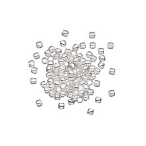 Crimp, silver-plated brass, 2x1.5mm round, 1.3mm inside diameter. Sold per pkg of 100.