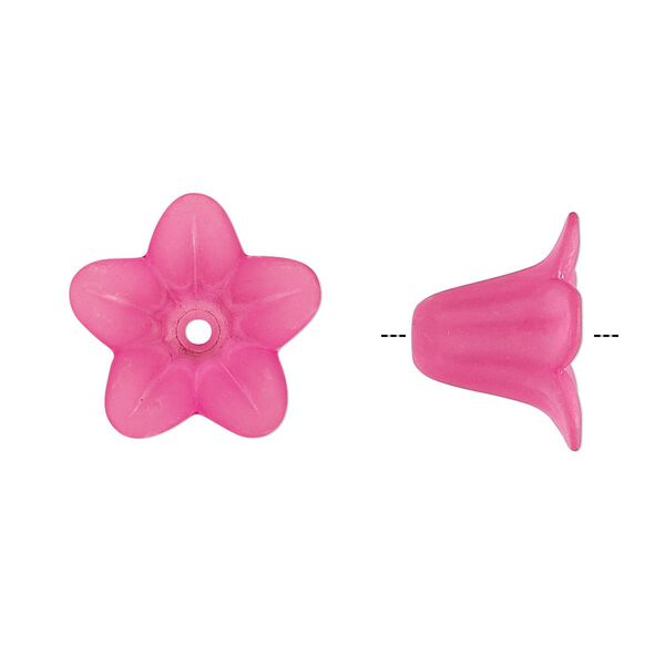 Component, acrylic, translucent frosted fuchsia, 17x12mm flower. Sold per pkg of 100. image number 0