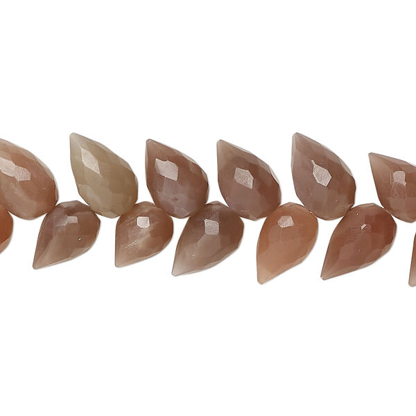 Coffee moonstone 1pkg40, hand-cut herringbone-drilled faceted briolette bead natural B grade, 10x7mm image number 0