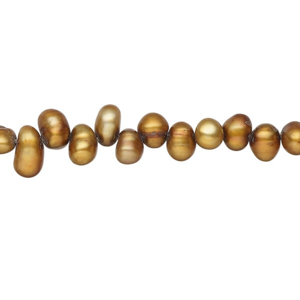 Freshwater pearl 1pkg1, top-drilled rice, 14 inch dark gold 5x4mm-8x5mm cultured image number 0