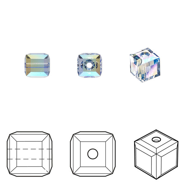 Bead 144pk light sapphire shimmer, Swarovski® 6mm cube 5601 image number 0