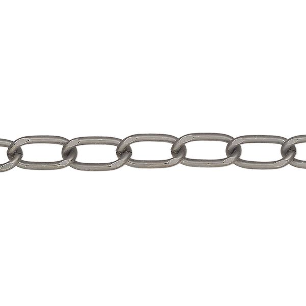 Chain, matte gunmetal-finished steel, 5.1mm diamond-cut cable. Sold per 5-ft section. image number 0