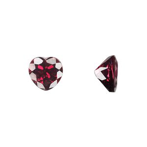 Rhodolite garnet 1pkg1, hand-cut faceted heart gem natural 10mm