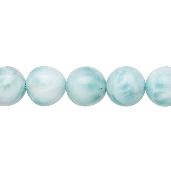 Bead, larimar (stabilized), white and light,10mm round, B grade, Mohs hardness 4-1/2 to 5. Sold per pkg of 10. image number 0