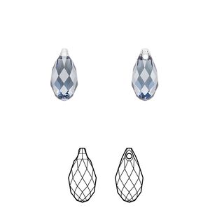 Briolette 144pk denim blue, Swarovski® 11x5.5mm pendant drop 6010