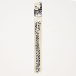 Chain mix, brass and glass, pkg/1, silver finish and black, 3mm cupchain and 3.5mm connectors.