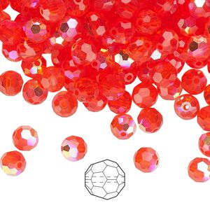 Bead 144pk hyacinth AB, Preciosa Czech crystal 5mm round