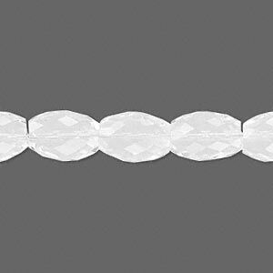 Quartz crystal 1pkg10, hand-cut faceted oval bead natural 11x8mm